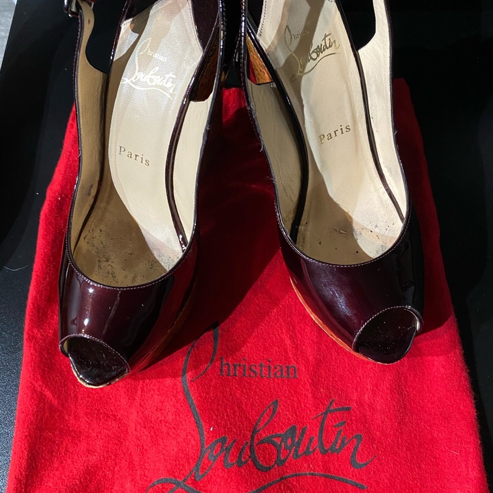 Christian Louboutin Burgundy Wedges
